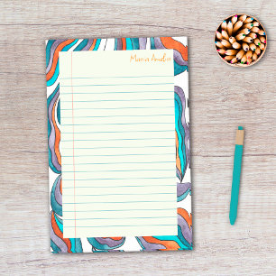 Retro Groovy Blue Lined School Notebook Paper Post-it Notes