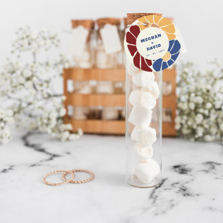 Retro Groovy Boho Chic Floral Wedding Favour Tags