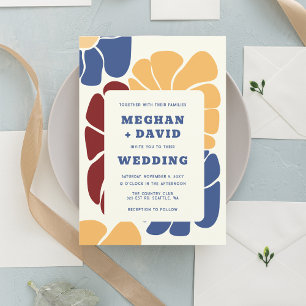 Retro Groovy Boho Chic Floral Wedding Invitation