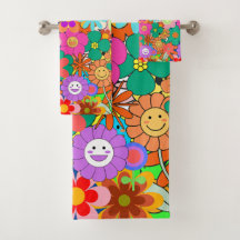 Retro Groovy Boho Hippie Flowers