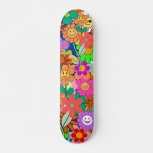 Retro Groovy Boho Hippie Flowers  Skateboard