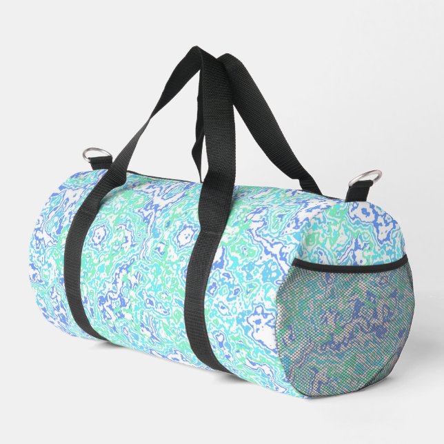 Retro Groovy Boho Hippie Trippy Colourful Marble Duffle Bag (Right Corner)