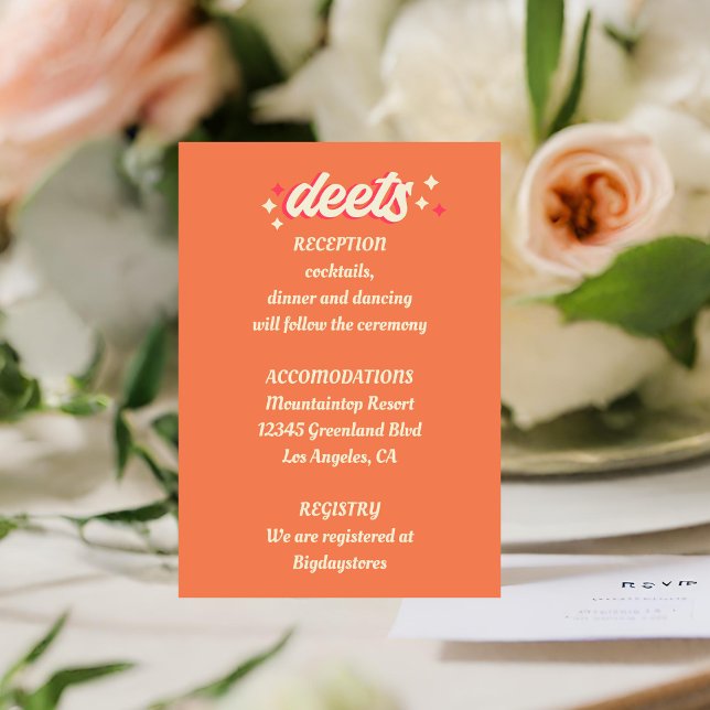 Retro Groovy Bold Typography Colourful 70's Weddin Enclosure Card (Creator Uploaded)