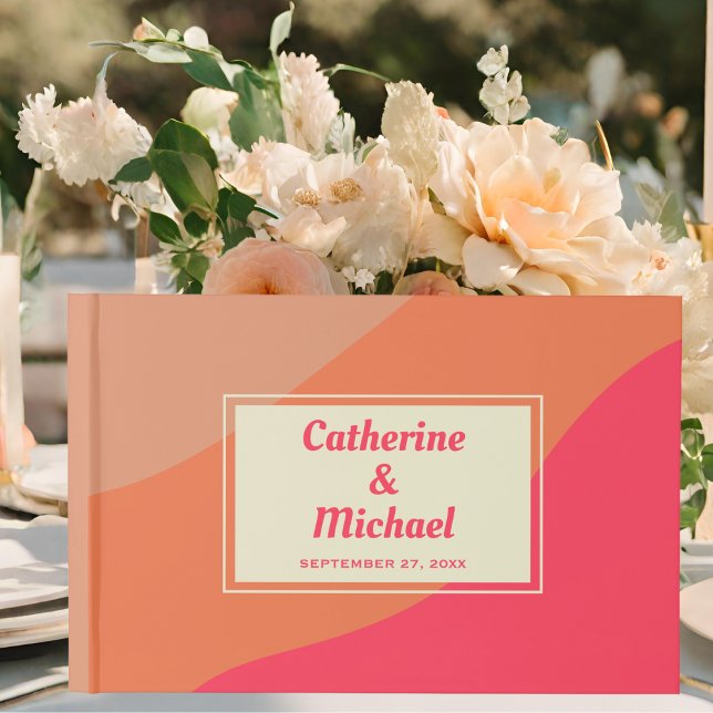 Retro Groovy Bold Typography Colourful 70's Weddin Guest Book (Creator Uploaded)