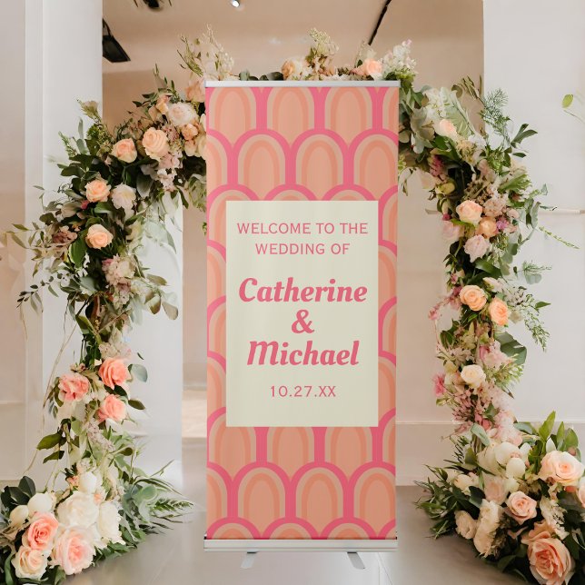 Retro Groovy Bold Typography Colourful 70's Weddin Retractable Banner (Creator Uploaded)