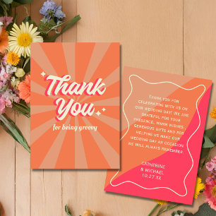 Retro Groovy Bold Typography Colourful 70's Weddin Thank You Card