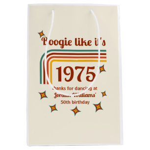Retro Groovy Boogie Simple Dance 50th Birthday Medium Gift Bag