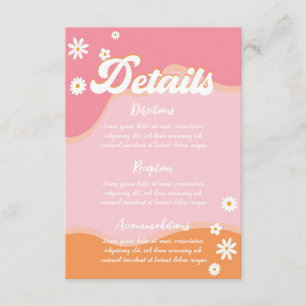 Retro Groovy Bridal Shower, 70s Hippie Vibes Daisy Enclosure Card