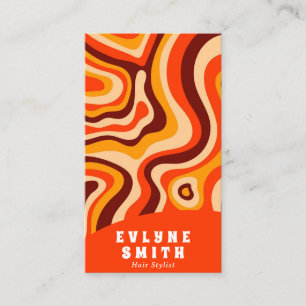 Retro Groovy Bright Orange QR Code Bold Boho  Business Card