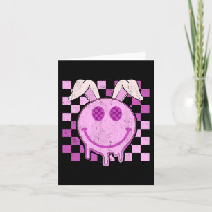 Retro Groovy Bunny Smile Face Happy Easter Day Rab Card