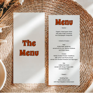 Retro Groovy Burnt Orange Wedding Menu