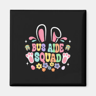 Retro Groovy Bus Aide Squad Bunny Ear Flower Easte Magnet