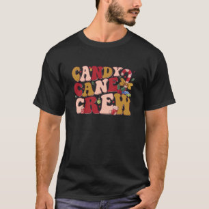 Retro Groovy Candy Cane Crew Christmas Matching Fa T-Shirt