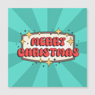Retro groovy cartoon merry christmas text 