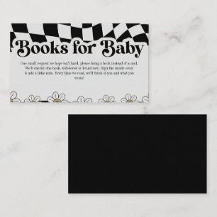 Retro Groovy Chequered Black White Books for Baby Enclosure Card