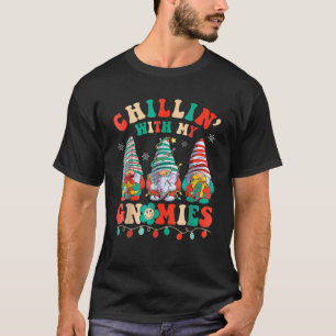 Retro Groovy Chillin' With My Gnomies Funny Gnomes T-Shirt