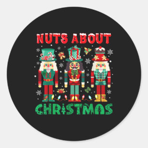 Retro Groovy Christmas 2023 Nuts About Christmas N Classic Round Sticker