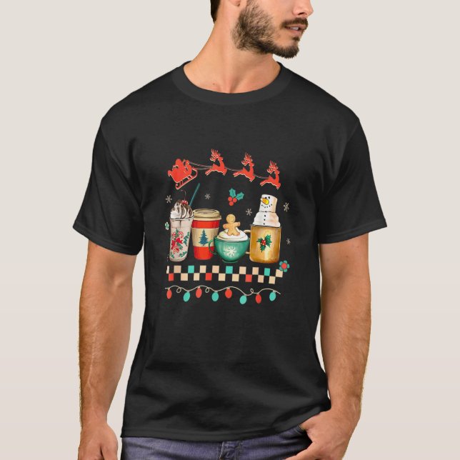 Retro Groovy Christmas Coffee Women Winter Cozy Xm T-Shirt (Front)