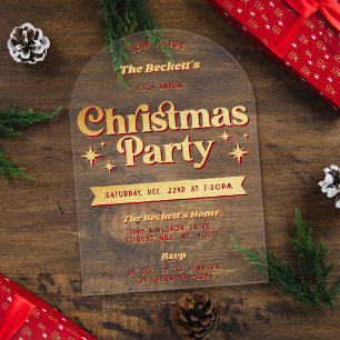Retro Groovy Christmas Holiday Party Acrylic Invitations