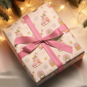 Retro Groovy Christmas Holiday Rollerskates Wrapping Paper