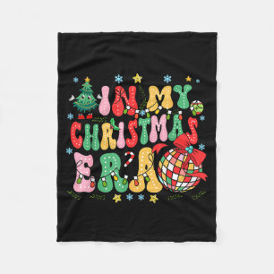 Retro Groovy Christmas In My Christmas Era Xmas  Fleece Blanket