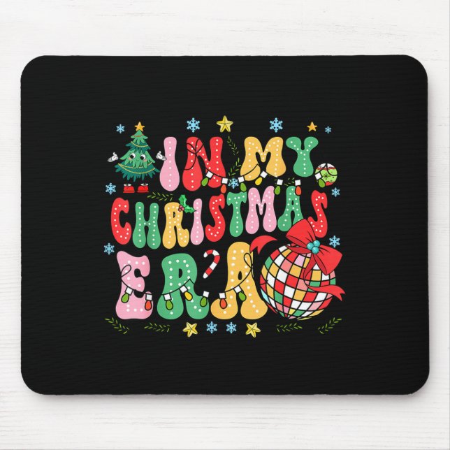 Retro Groovy Christmas In My Christmas Era Xmas  Mouse Mat (Front)