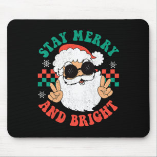 Retro Groovy Christmas Merry Stay Bright Hippie Sa Mouse Mat