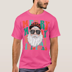 Retro Groovy Christmas Merry Stay Bright Hippie Sa T-Shirt