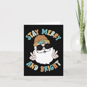 Retro Groovy Christmas Merry Stay Bright Santa Cla Card