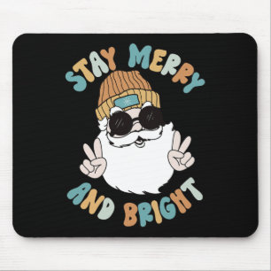 Retro Groovy Christmas Merry Stay Bright Santa Cla Mouse Mat