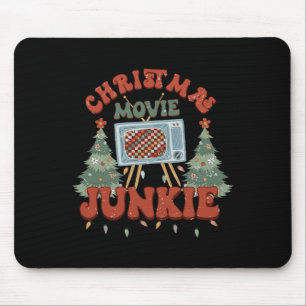 Retro Groovy Christmas Movie Junkie Merry Xmas Tre Mouse Mat