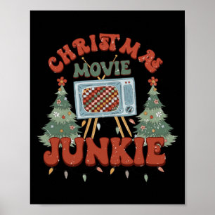 Retro Groovy Christmas Movie Junkie Merry Xmas Tre Poster