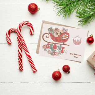 Retro Groovy Christmas Photo Holiday Card