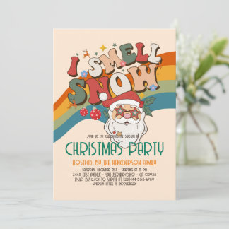 Retro Groovy Christmas Santa Budget Holiday Party Invitation