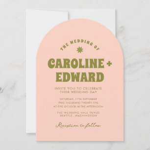 Retro Groovy Colorful Wavy Boho Wedding Qr Code Invitation