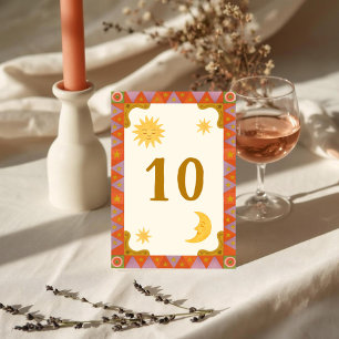 Retro Groovy Colorful Wavy Boho Wedding Table Numb Table Number