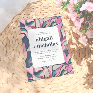 Retro Groovy Colourful Abstract Unique Wedding Invitation