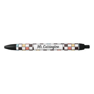 Retro groovy colourful chequerboard teacher gift black ink pen
