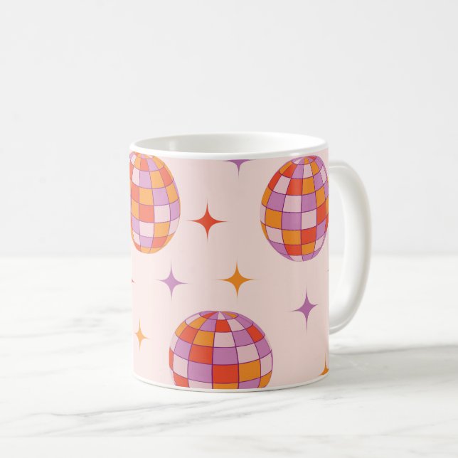 Retro Groovy Colourful Disco Balls Pattern  Coffee Mug (Front Right)