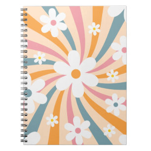 Retro Groovy Colourful Sunshine Daisy Floral Hippi Notebook