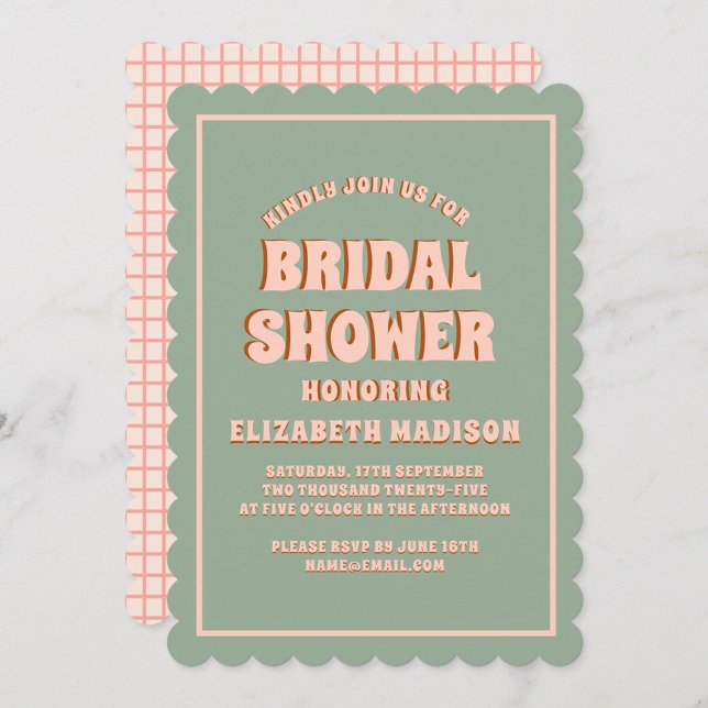 Retro Groovy Colourful Wavy Boho Bridal Shower Invitation (Creator Uploaded)