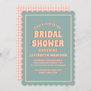 Retro Groovy Colourful Wavy Boho Bridal Shower Invitation