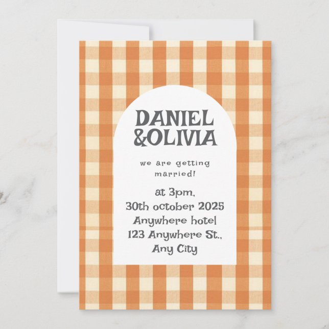 Retro Groovy Colourful Wavy Boho Wedding Invitation (Front)