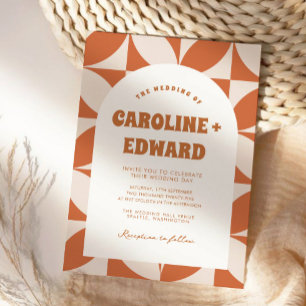 Retro Groovy Colourful Wavy Boho Wedding Qr Code Invitation