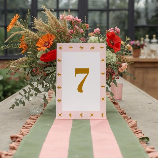 Retro Groovy Colourful Wavy Boho Wedding Table Number (Creator Uploaded)