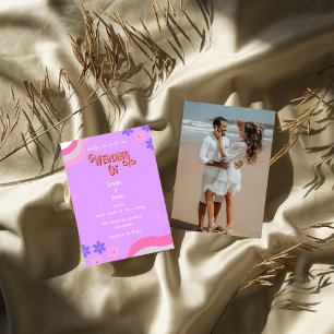 retro groovy colourful wedding  invitation