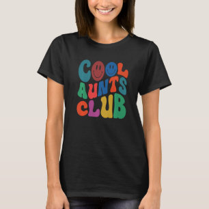 Retro Groovy Cool Aunts Club Smile Face  New Aunt  T-Shirt