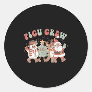 Retro Groovy Cu Nurse Christmas Tree Snowman Reind Classic Round Sticker