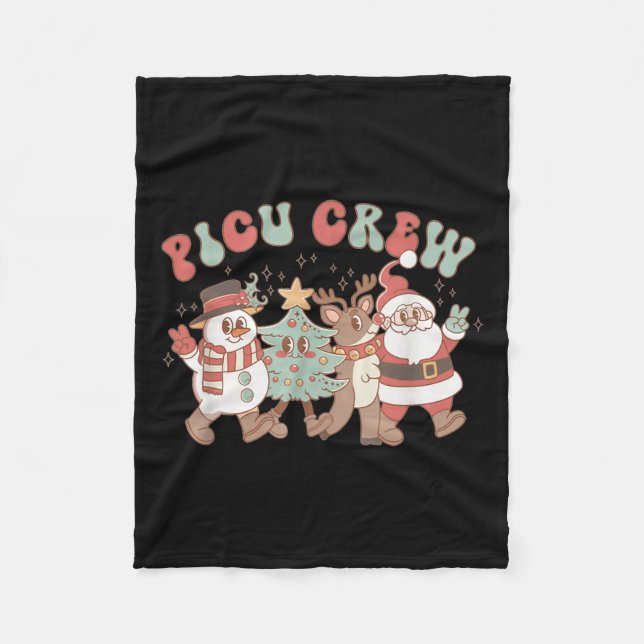 Retro Groovy Cu Nurse Christmas Tree Snowman Reind Fleece Blanket (Front)