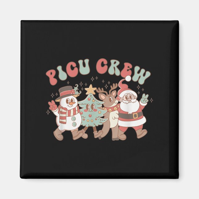 Retro Groovy Cu Nurse Christmas Tree Snowman Reind Magnet (Front)